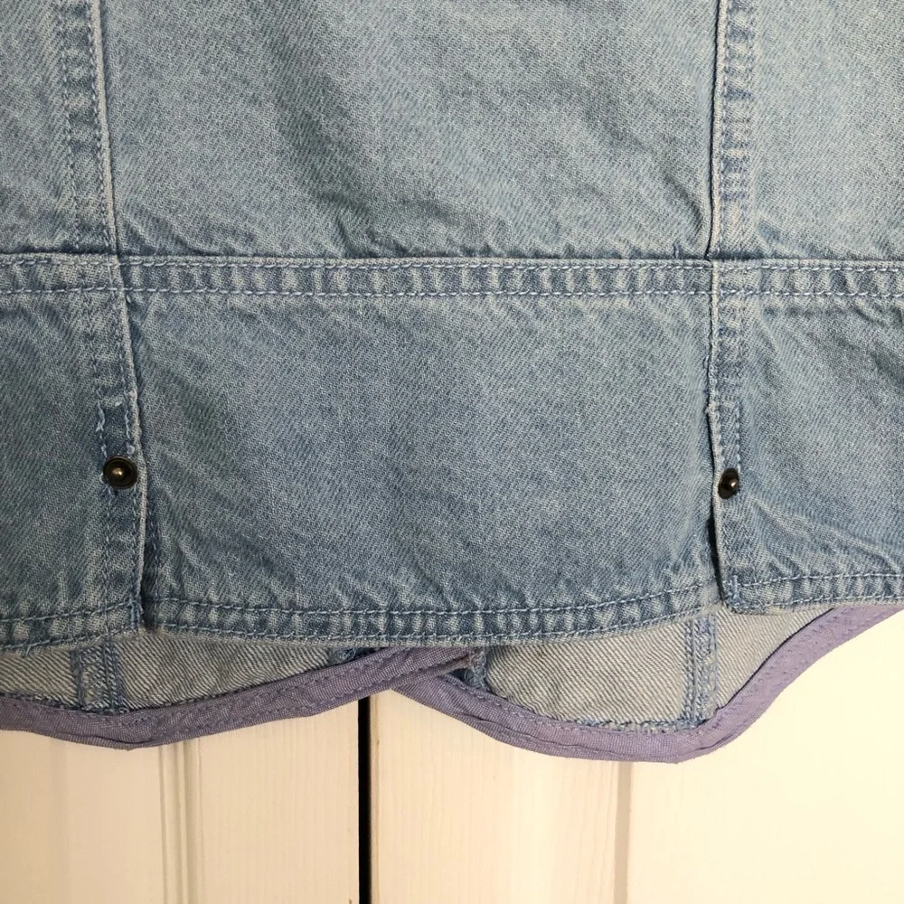 Free People Scout Light Wash Denim Set with Pleated Midi Skirt Size 10